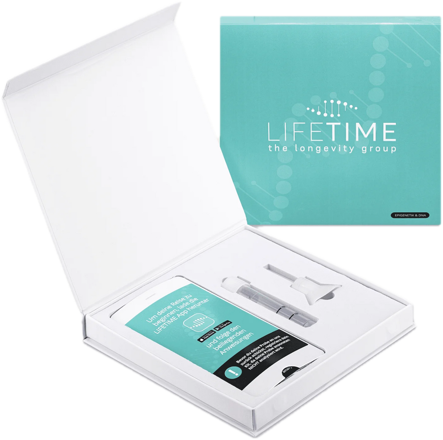 Geöffnetes AGE & DNA-Testkit von LIFETIME